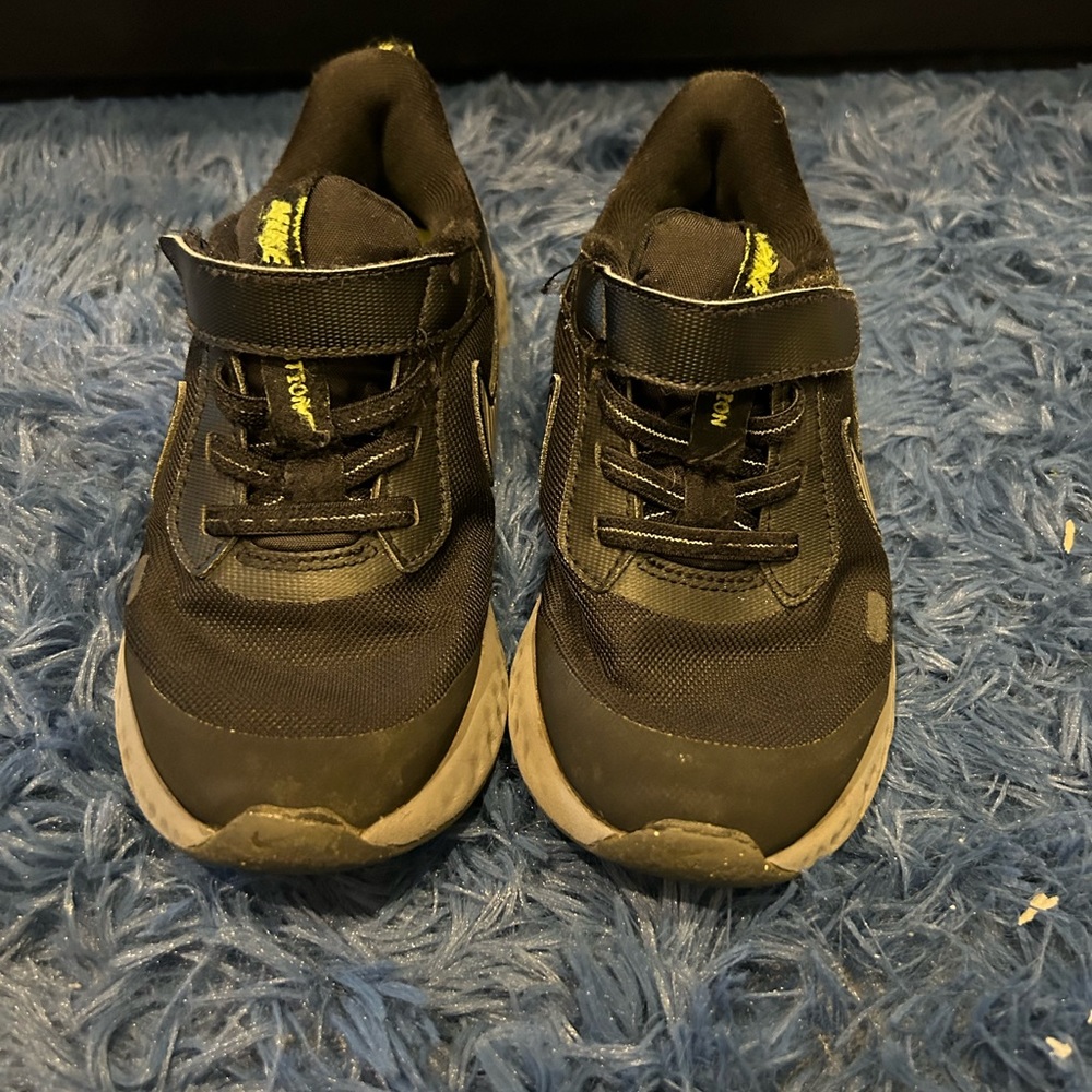 10.5c children’s Nike revolution black and grey Velcro shoes